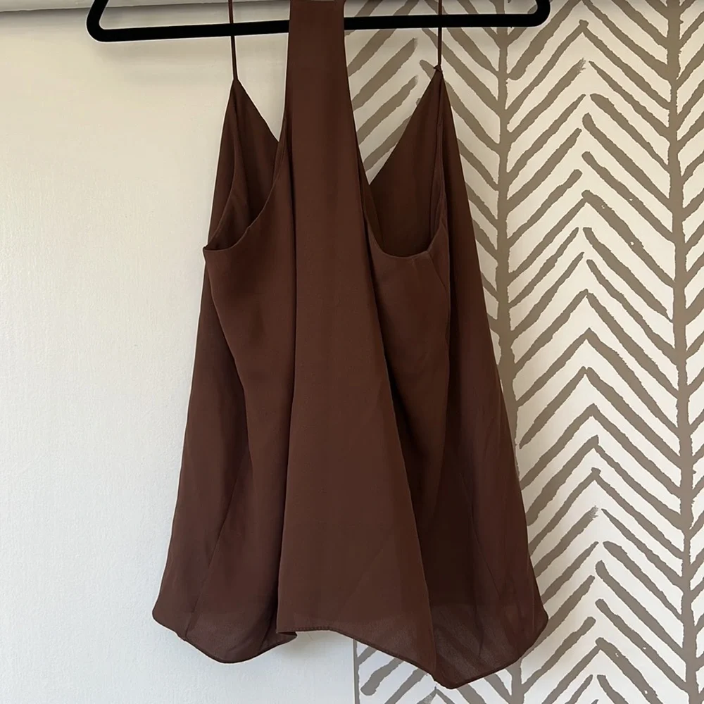 Flowy Racerback Brown Top - Picture 2 of 2